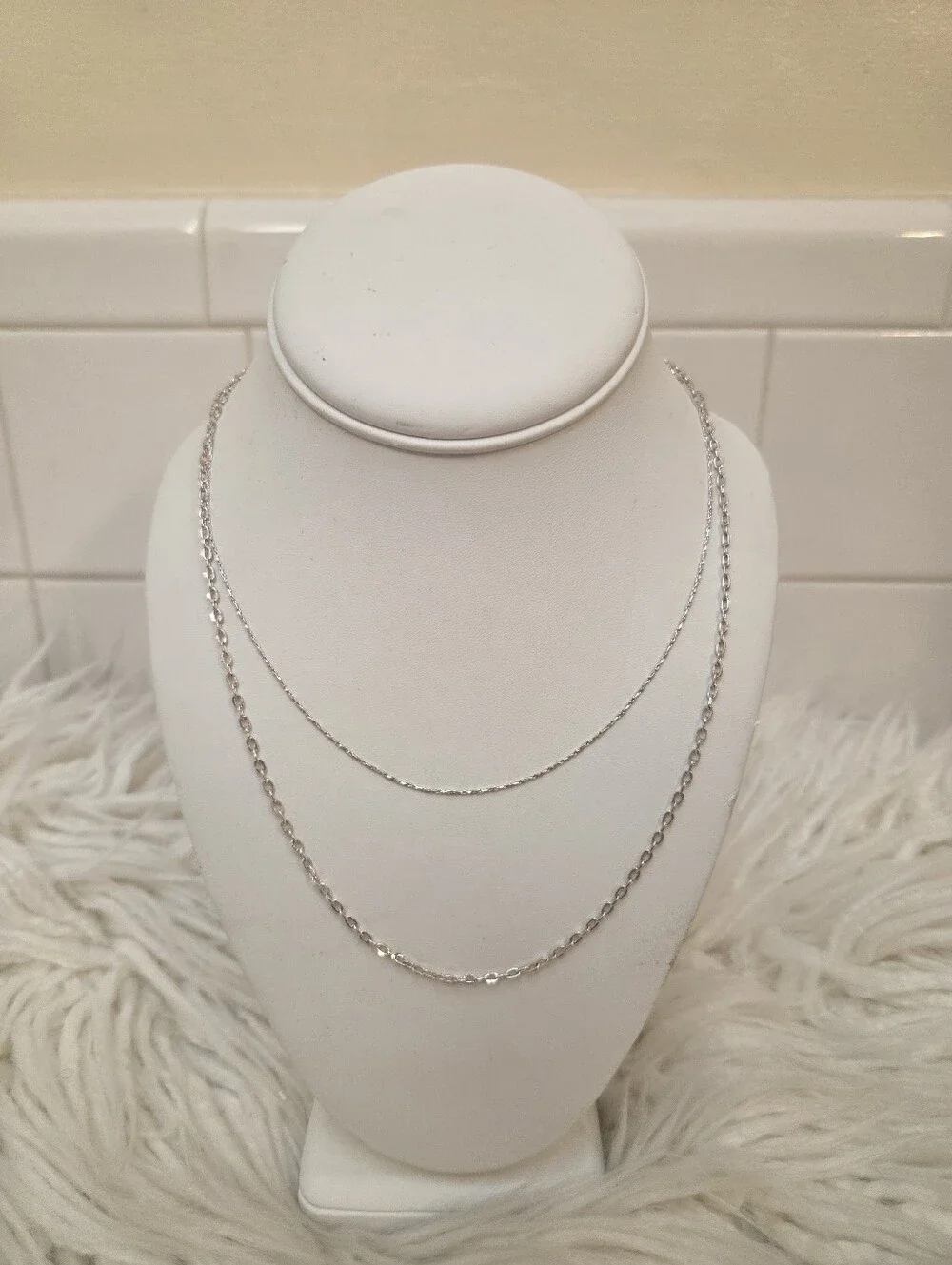 Silver Double-Layer Box Chain Necklace - Elegant Women's Jewelry